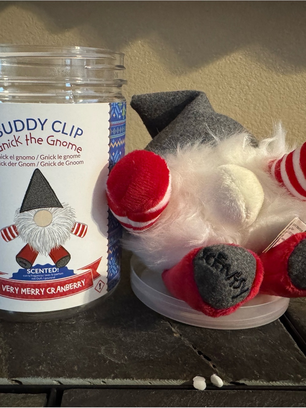 Scentsy Gnick the Gnome Plush Clip - Red, White, Gray